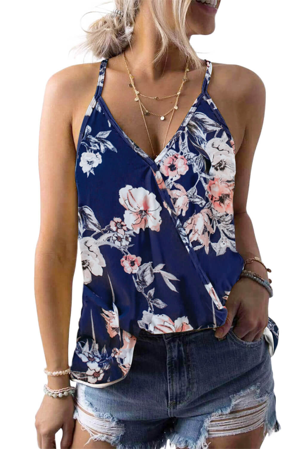 Tropical Plant Print Tank Top
