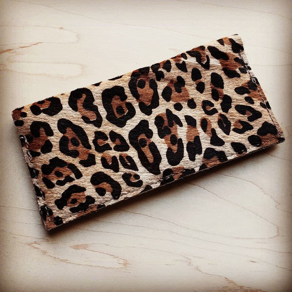 Hair on Hide Leather Wallet Leopard