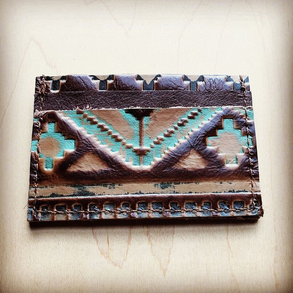 Leather Credit Card Holder Santa Fe Navajo