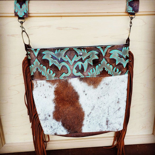 Tejas Leather Bucket Handbag Turq. Laredo Accent