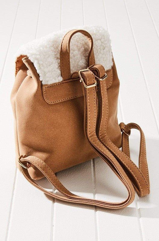 Vegan Leather Shearling Mini Backpack