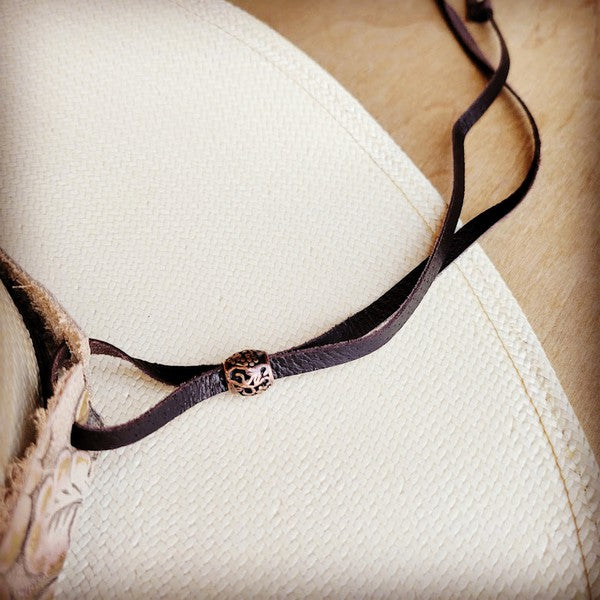 Oyster Paisley Embossed Leather Hat Band