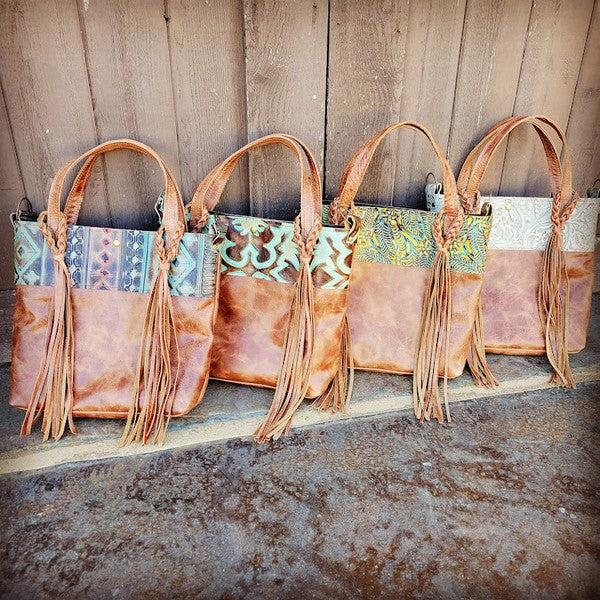 Tejas Bucket Handbag with Turquoise Laredo Accent