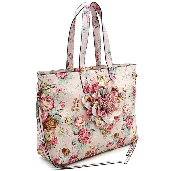 3D Flower Printed Large Shopper