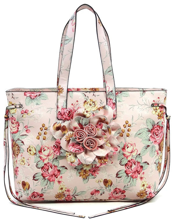 3D Flower Printed Large Shopper