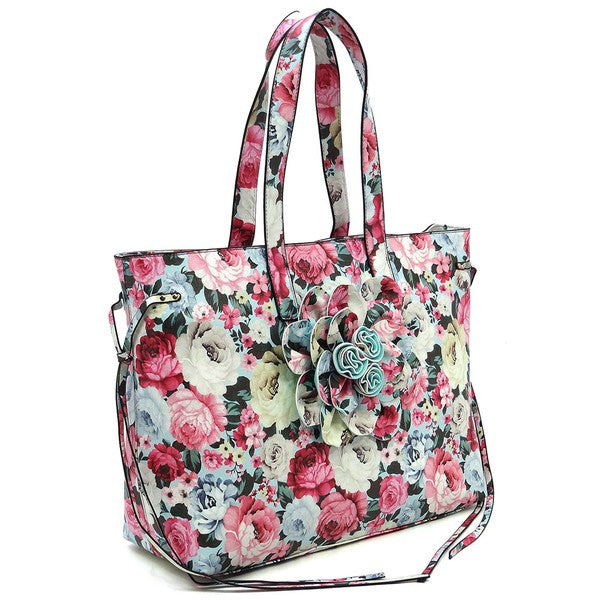 3D Flower Printed Large Shopper