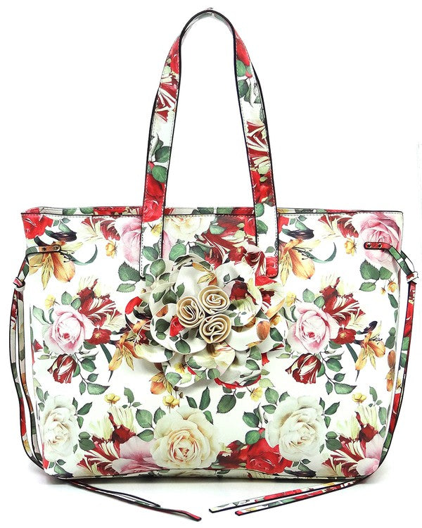 3D Flower Printed Large Shopper