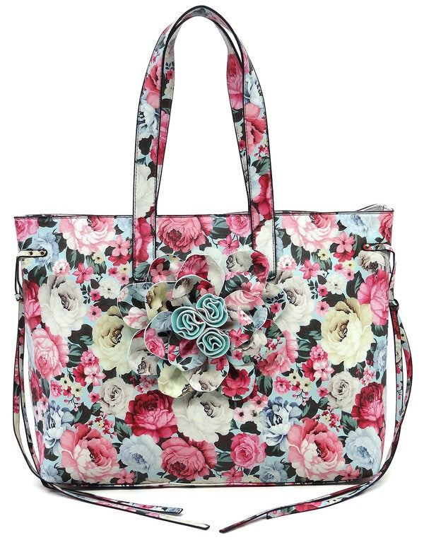 3D Flower Printed Large Shopper