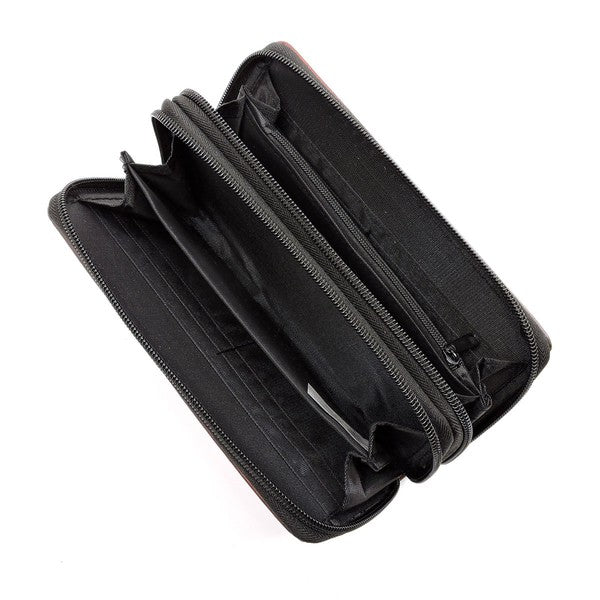 US Flag Double Zip Around Wallet