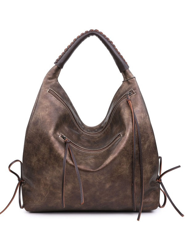 Women hobo bag metallic brown