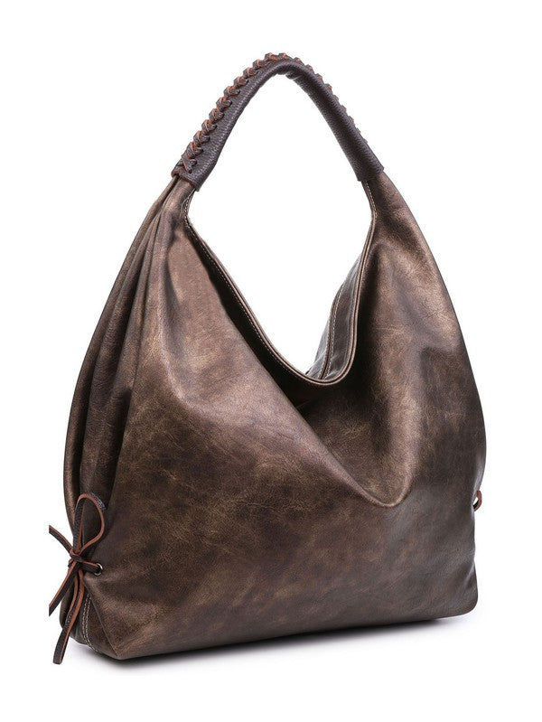 Women hobo bag metallic brown