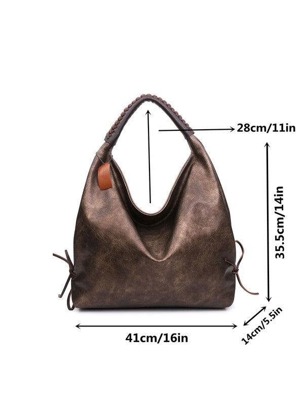 Women hobo bag metallic brown