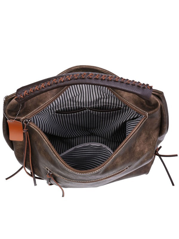 Women hobo bag metallic brown