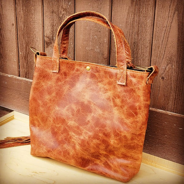 Tejas Bucket Handbag with Brown Laredo Accent