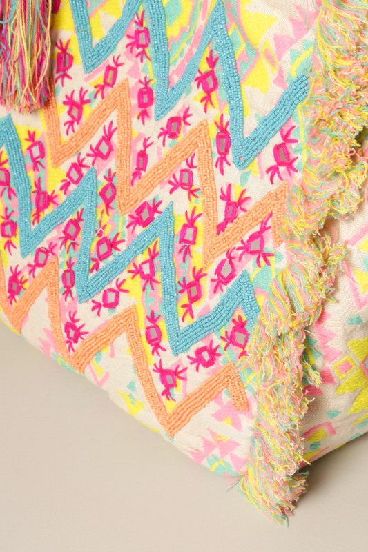 Tribal Embroidered Tassel Shoulder Bag