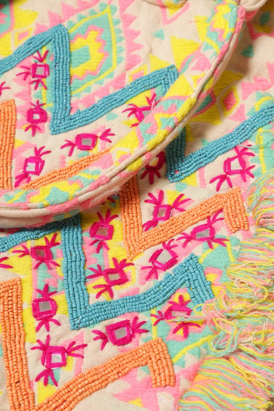 Tribal Embroidered Tassel Shoulder Bag