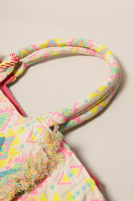 Tribal Embroidered Tassel Shoulder Bag