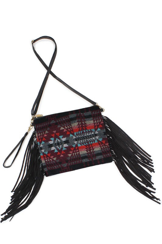Western Saddle Blanket Tassel Crossbody Bag