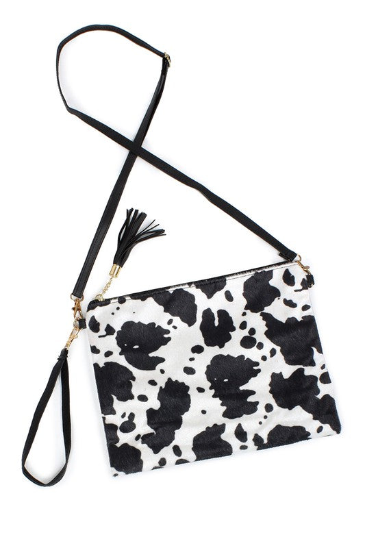 Cow Print Crossbody Purse Wristlet