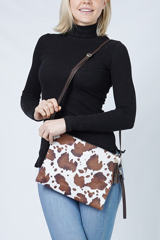 Cow Print Crossbody Purse Wristlet