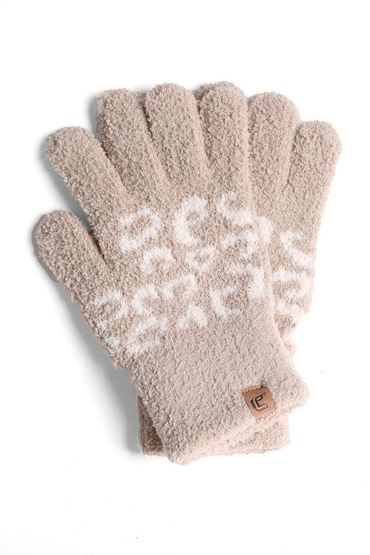 Winter Leopard Print Luxury Soft Gloves