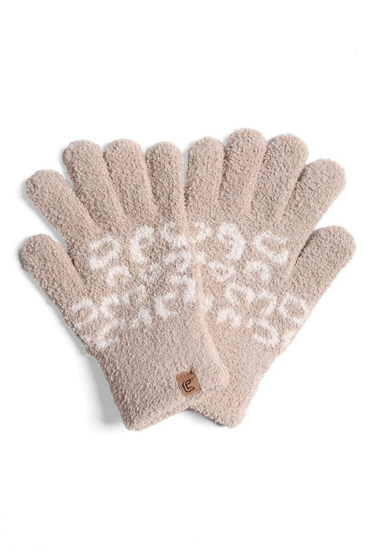 Winter Leopard Print Luxury Soft Gloves