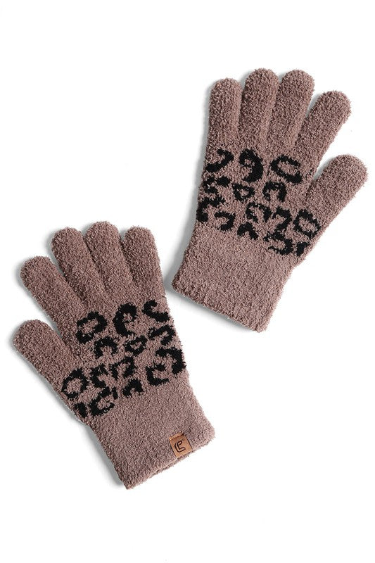 Winter Leopard Print Luxury Soft Gloves