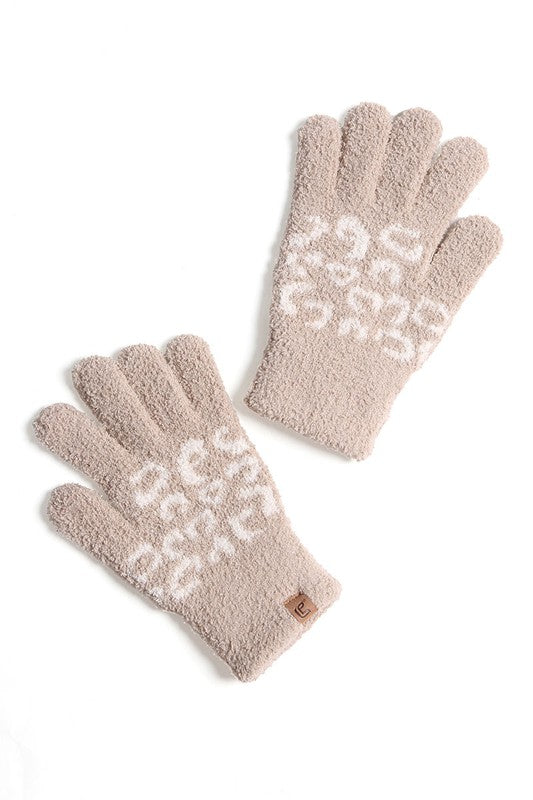 Winter Leopard Print Luxury Soft Gloves