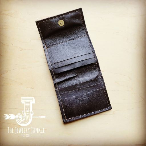 Tri Fold Wallet Mixed Metallic Hair on Hide
