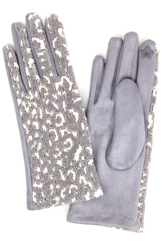 Women's Lurex Leopard Print Smart Touch Gloves