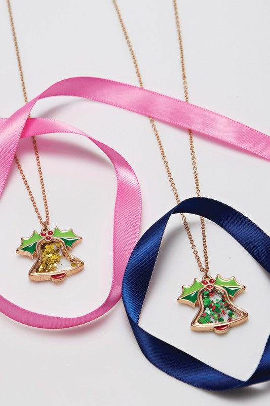 Christmas Bell Glitter Shaker Necklace
