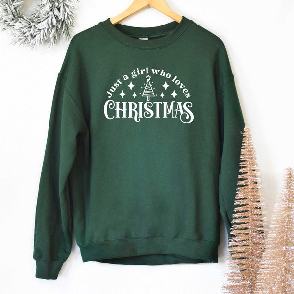 Just a Girl Who Loves Christmas Graphic Sweatshirt