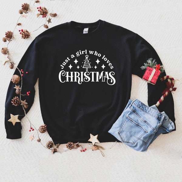 Just a Girl Who Loves Christmas Graphic Sweatshirt