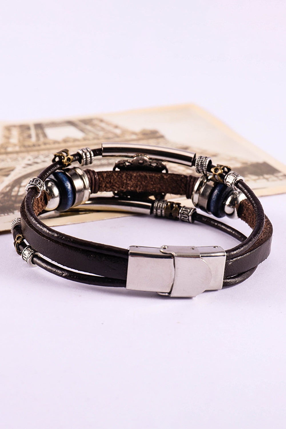 Turquoise Faux Leather Multi-layered Bracelet