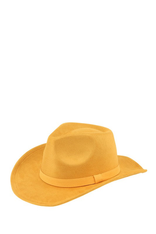 VELVET SUEDE PANAMA COWBOY HAT WITH BELT DETAIL