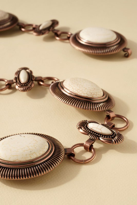 Western Concho Oval Stones Belt