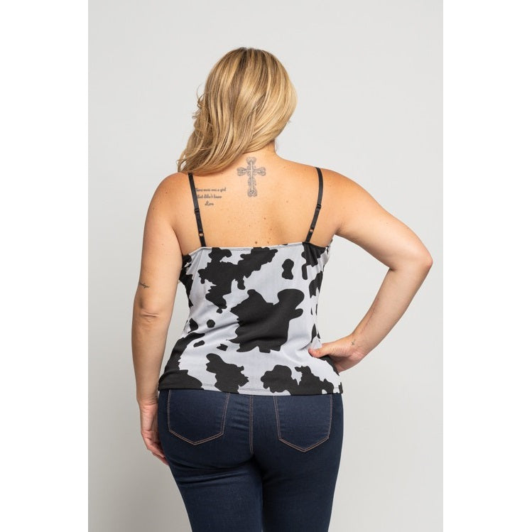 Plus Size Mesh Cow Print Bustier Top