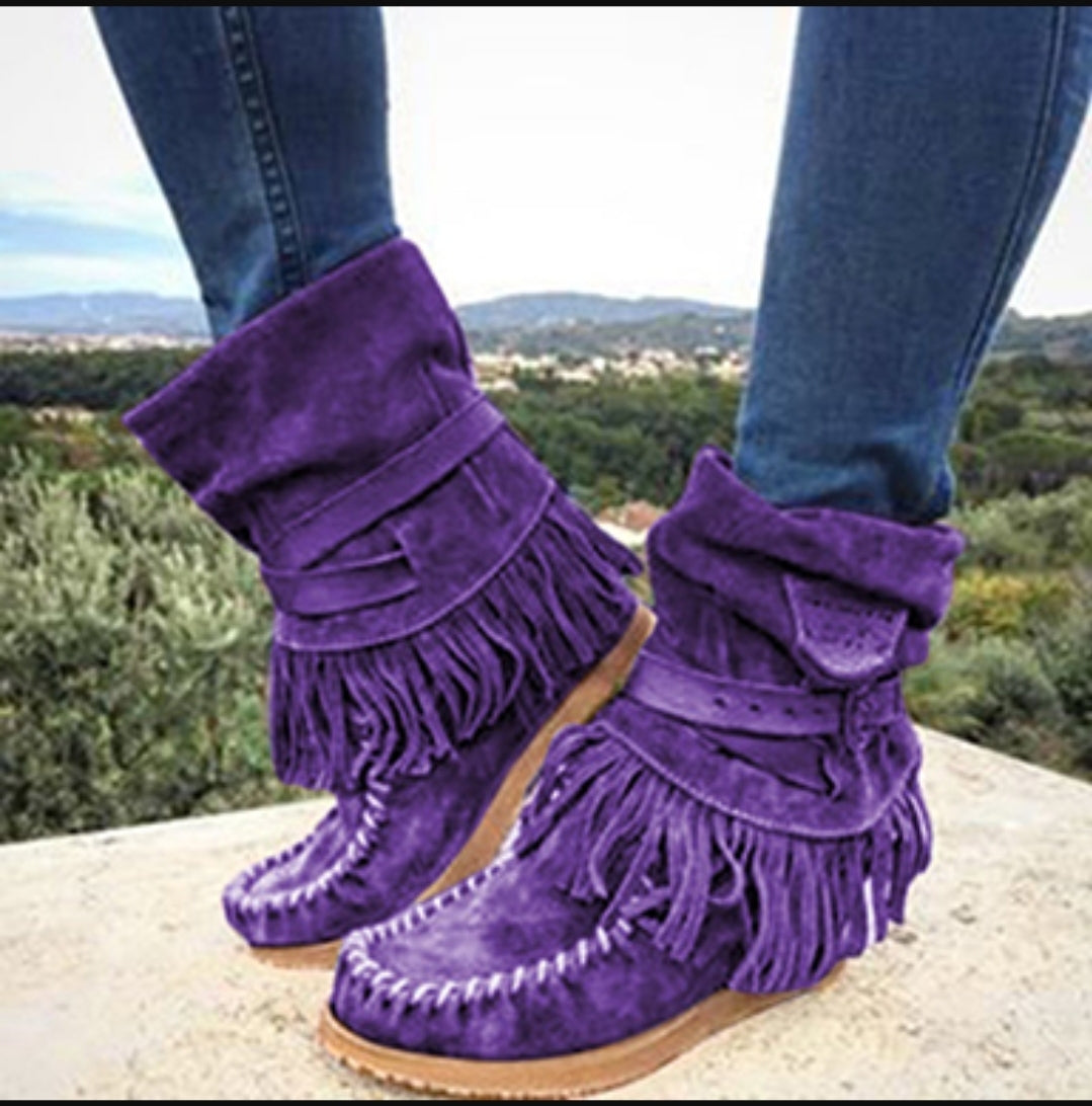 Moccasin Fringe Boot Shoes