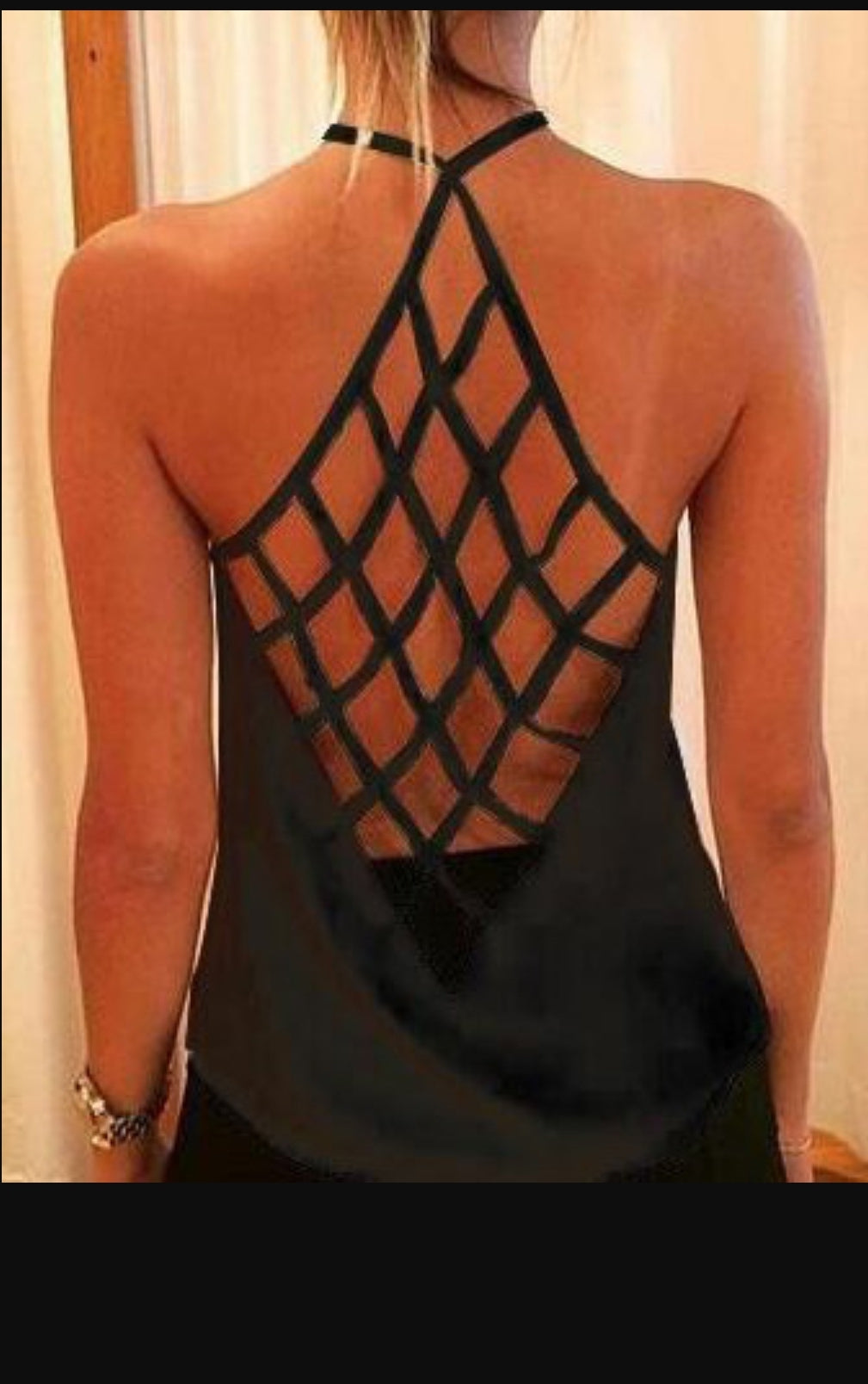 Women's Sleeveless Summer Top - Diamond-strap-Patterned Back
Cami