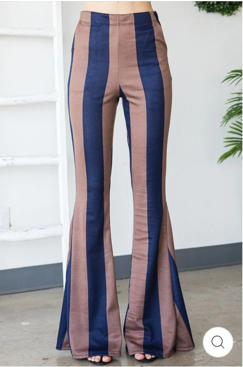 Black and White Stripe Bell Bottoms with Pockets