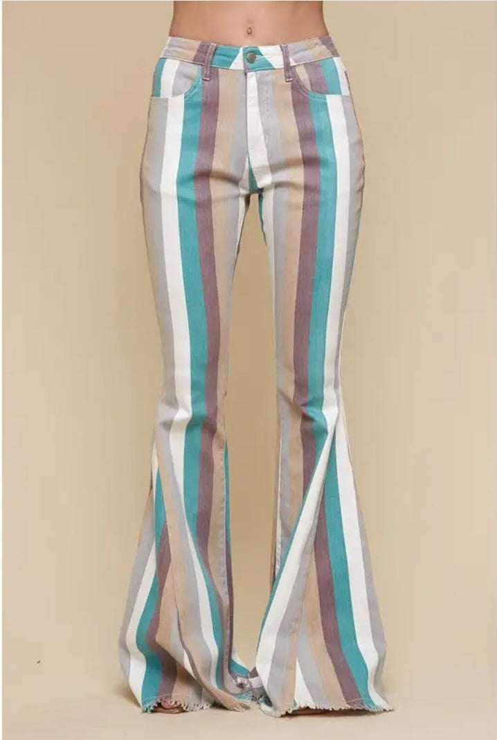 Striped Bell Bottom Jean Bottoms