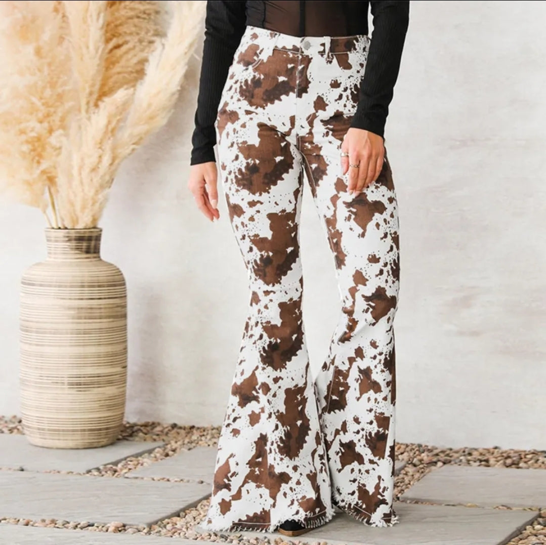 Cow Print Bell Bottoms