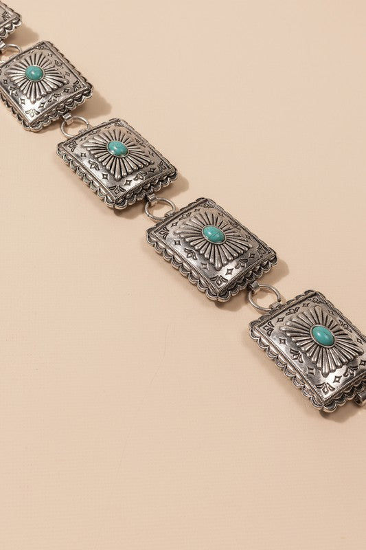 Western Engraved Square Concho Belt