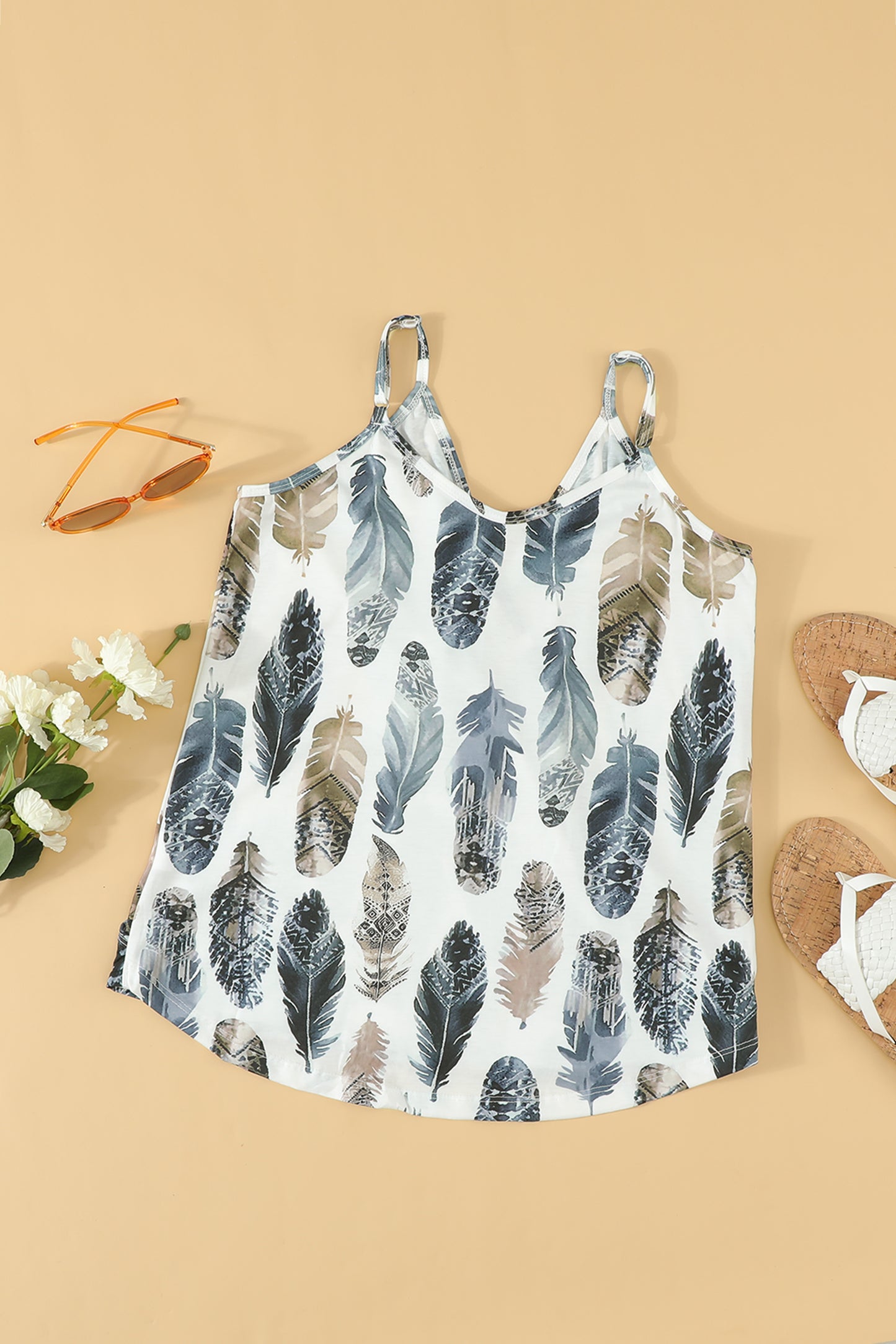 Tropical Plant Print Tank Top