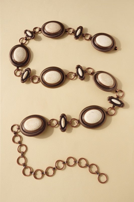 Western Concho Oval Stones Belt