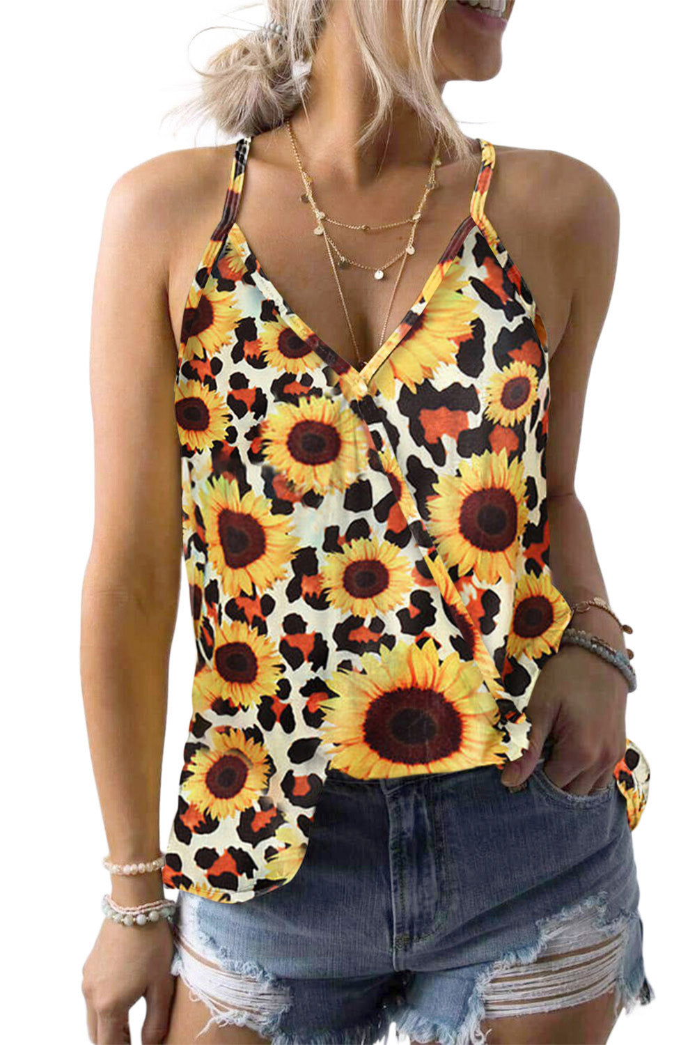 Tropical Plant Print Tank Top