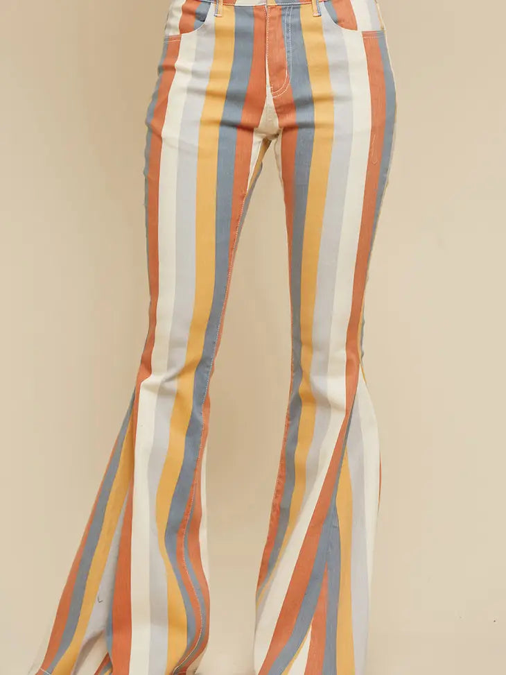 Striped Bell Bottom Jean Bottoms