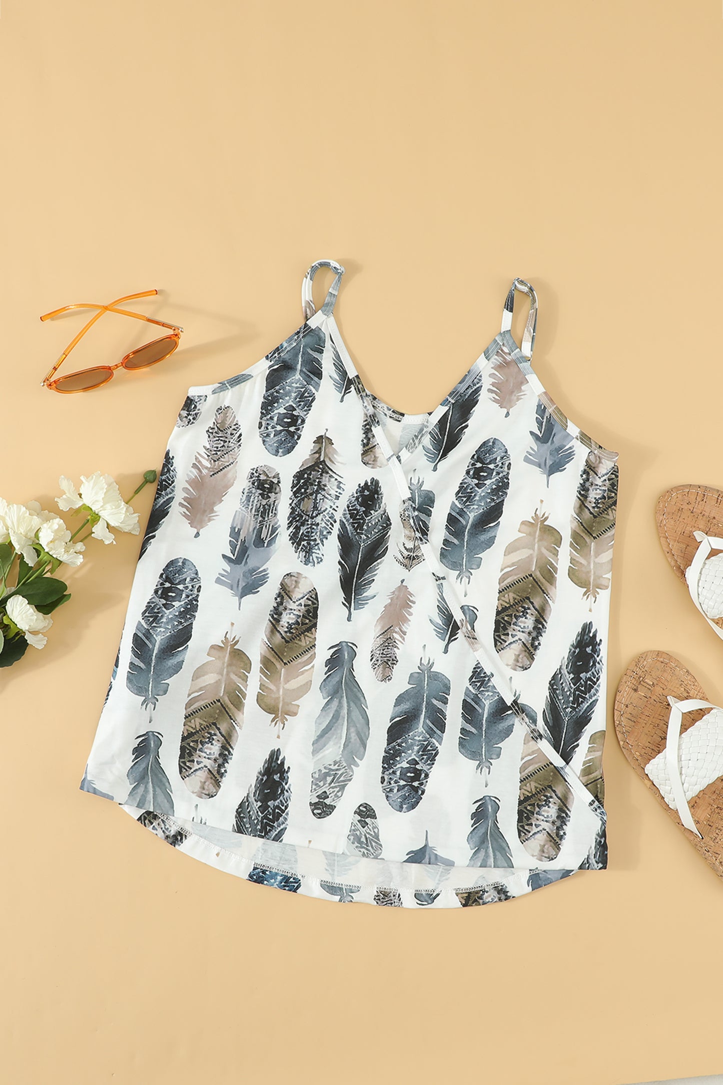 Tropical Plant Print Tank Top