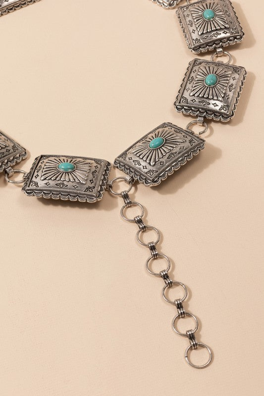 Western Engraved Square Concho Belt