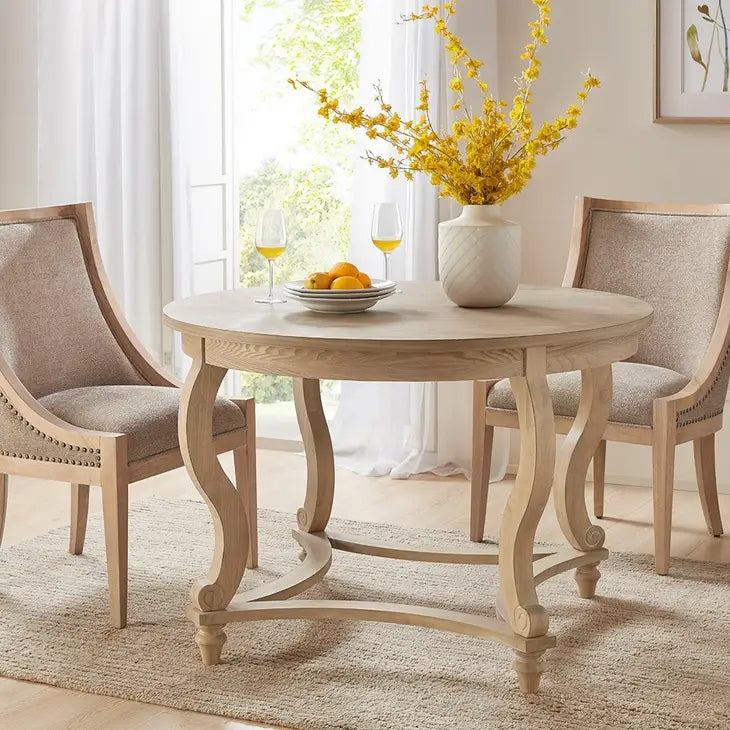 Round Wooden Dining Table with Curved Legs LTL
